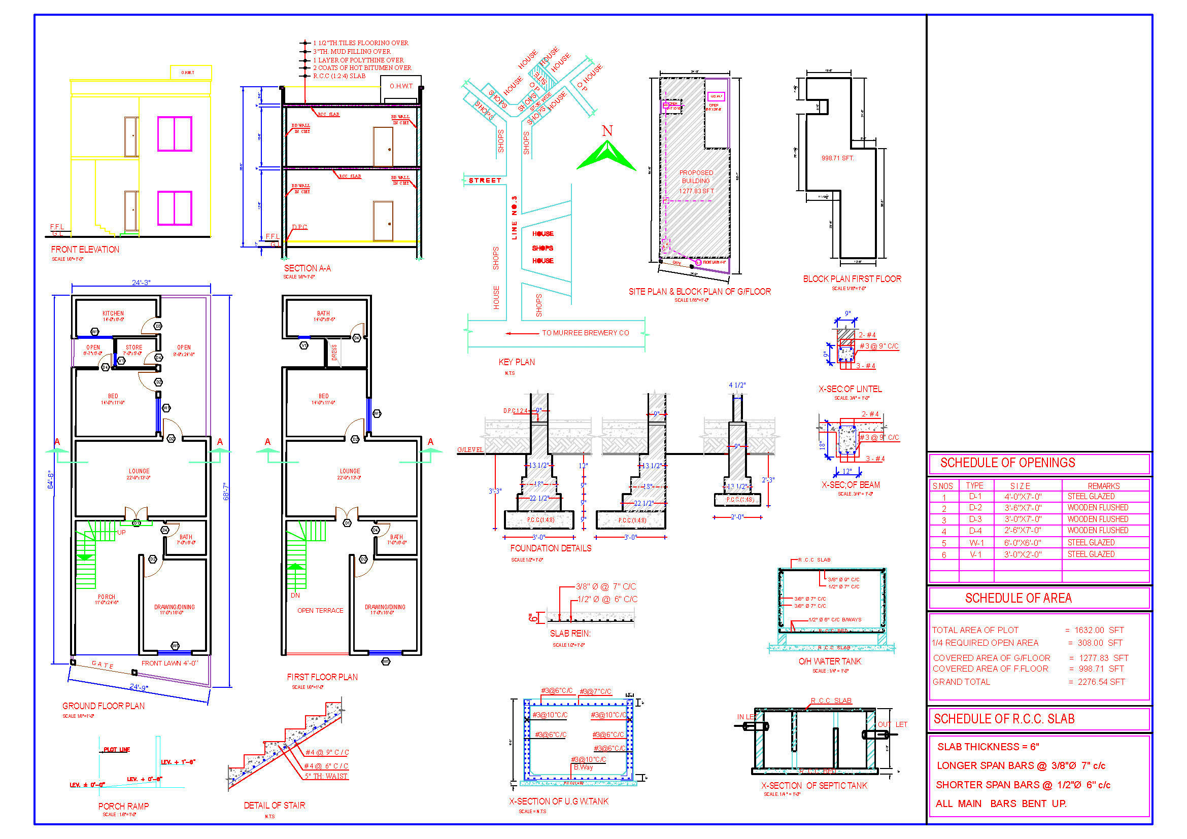 25'x65' House Plan Submission Drawing in AutoCAD